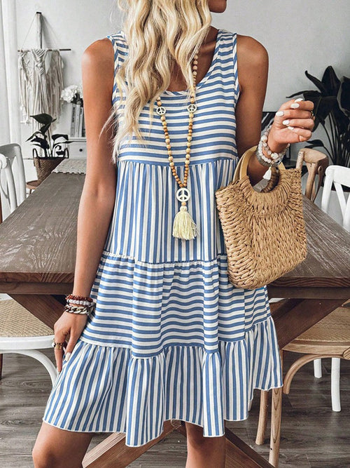 Dress Women Summer Striped Dress Sleeveless Printed Women Clothing